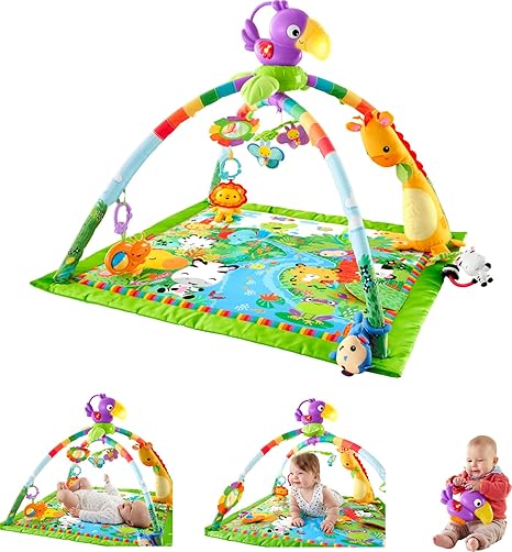 Fisher-Price Baby Playmat Rainforest Music & Lights, baby play gym, baby activity playmats