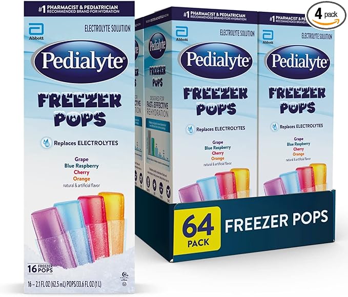 Pedialyte Electrolyte Solution Freezer Pops, baby toddler Electrolyte drinks