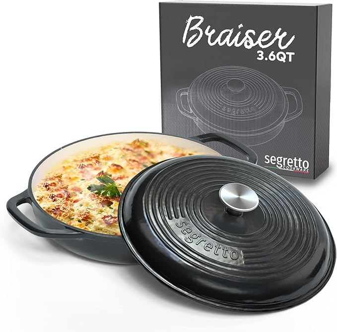 3.6 QT Braiser Enameled Cast Iron Casserole Pan With Cover.jpg